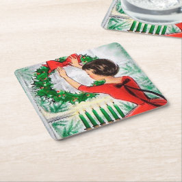 Retro Vintage dam julen party underlägg