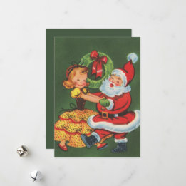 retro vintage dans jultomten julkort
