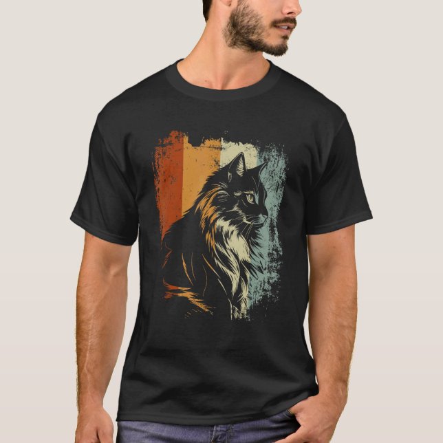 Retro Vintage Design Sibirisk Katt T Shirt (Framsida)