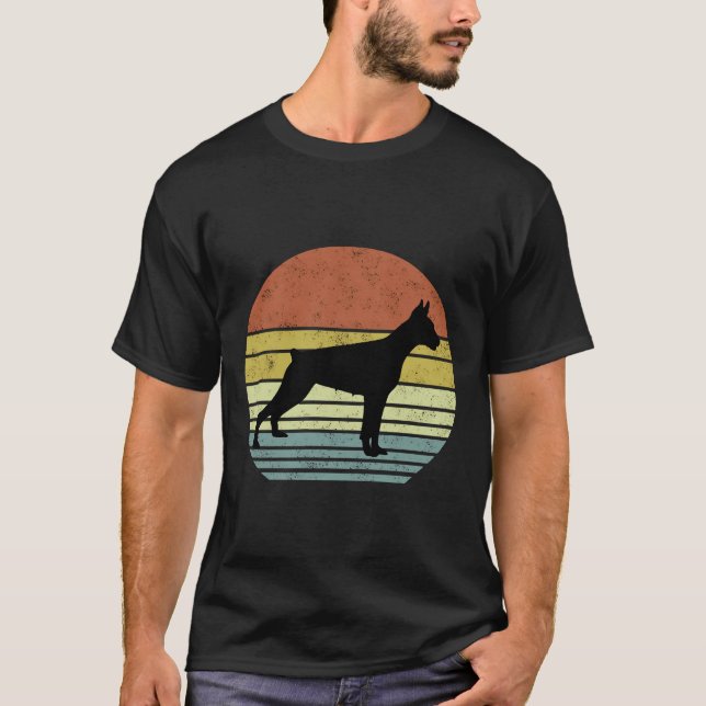 Retro Vintage Doberman Silhouette T Shirt (Framsida)