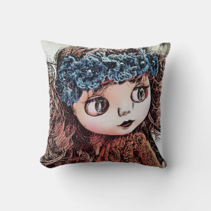 Retro vintage doll grunge art söt roligt boho stil kudde