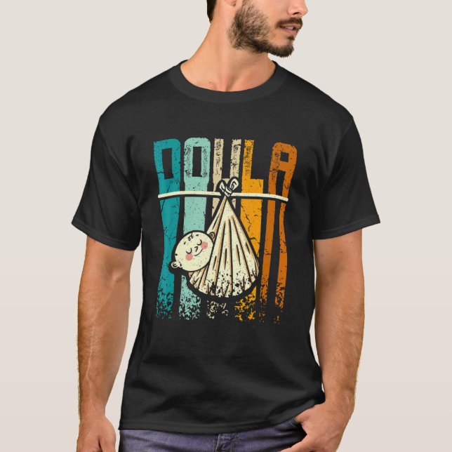 Retro Vintage Doula T Shirt (Framsida)