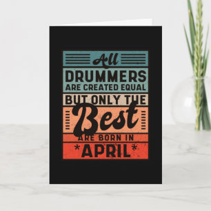 Retro Vintage Drummer Birthday April Kort