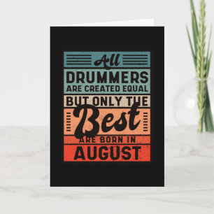 Retro Vintage Drummer Birthday August Kort