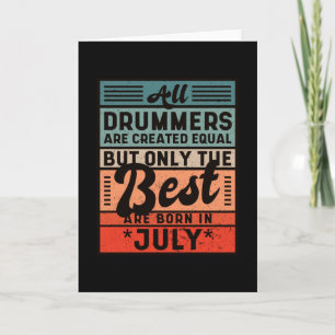 Retro Vintage Drummer Birthday juli Kort