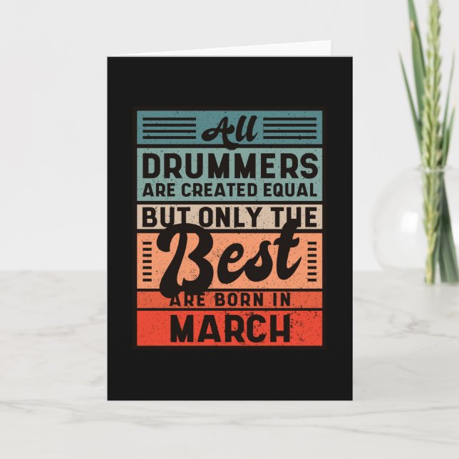 Retro Vintage Drummer Birthday March Kort (Framsida)