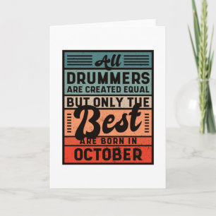 Retro Vintage Drummer Birthday oktober Kort