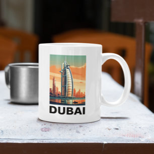 Retro Vintage Dubai UAE Skyline Kaffemugg
