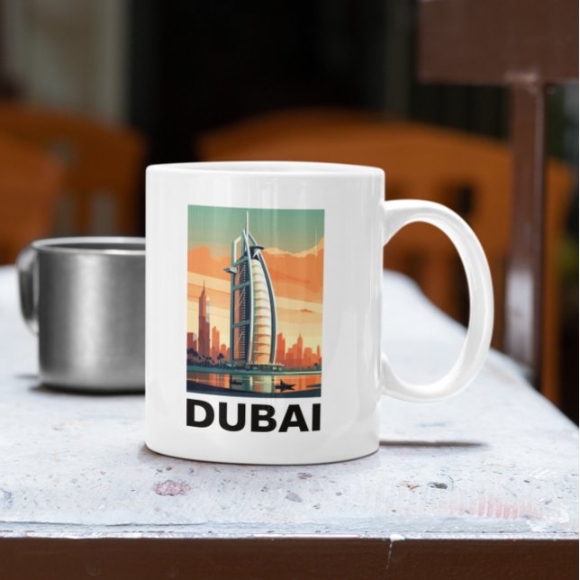 Retro Vintage Dubai UAE Skyline Kaffemugg (Retro Vintage Dubai UAE Skyline Coffee Mug)