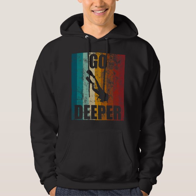 Retro-Vintage-dykningsenhet Gå djupare ned-Flagga Hoodie (Framsida)