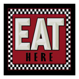 Retro - Vintage EAT HÄR Perfect Poster