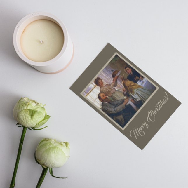 Retro Vintage-familjens Kväll-middag tillsammans Julkort (Skapare uppladdad)