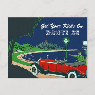 Retro vintage får din sparkar på vykort för rutt