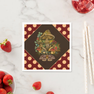 Retro Vintage färg Mushroom & Moth Art Pappersservett