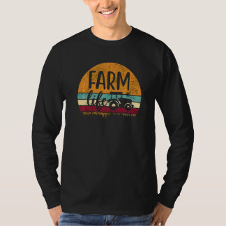 Retro Vintage Farm Life Farming Tractor Family Far T Shirt
