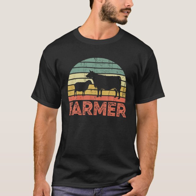 Retro Vintage Farmer T Shirt (Framsida)