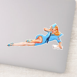 Retro Vintage Fight Attendant Pin-up Girl Klistermärken