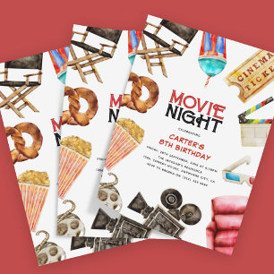 Retro Vintage Filmkväll Barnkalas Inbjudningar