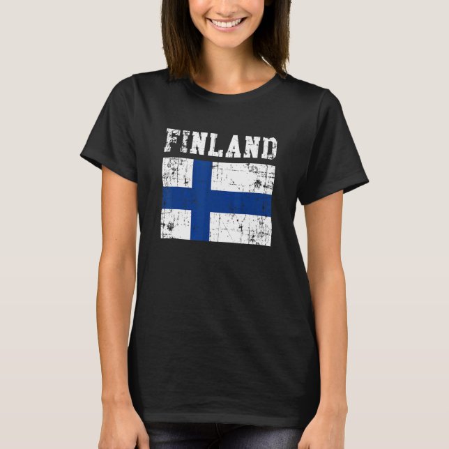 Retro Vintage Finland Flagga Finlands Root T Shirt (Framsida)
