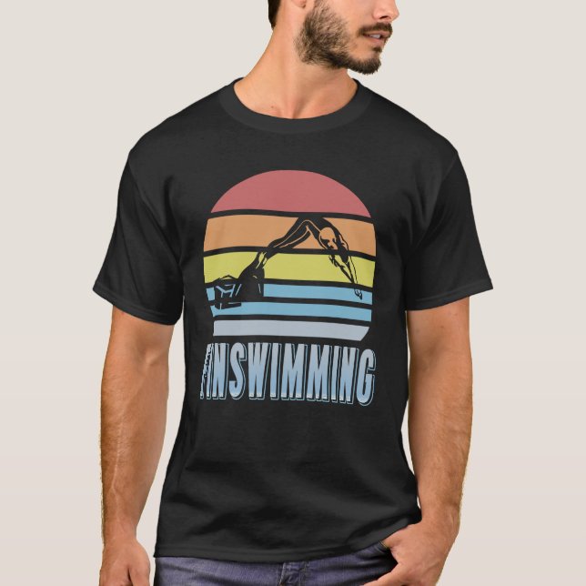 Retro Vintage Finsimming Finsimmer T Shirt (Framsida)