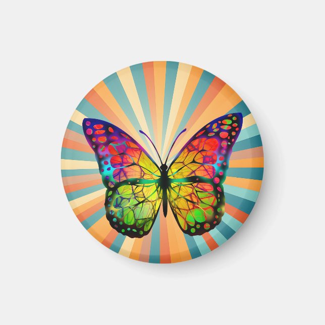 RETRO VINTAGE FJÄRIL ABSTRAKT MAGNET (Framsidan)