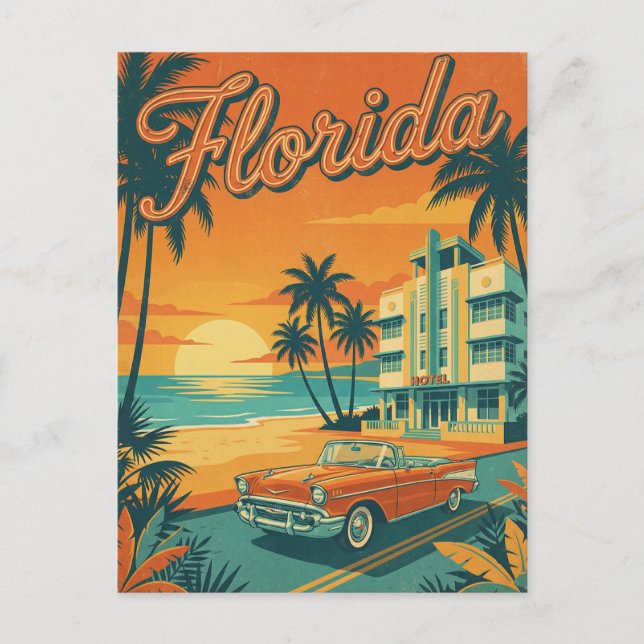 retro vintage Florida vykort (Framsida)