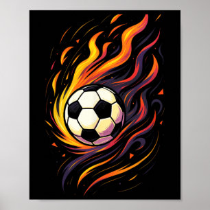 Retro Vintage Fotboll Fotboll Flames Sport Ll Poster