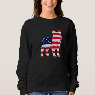 Retro Vintage Fransk Bulldog American Flagga 4:e a T Shirt
