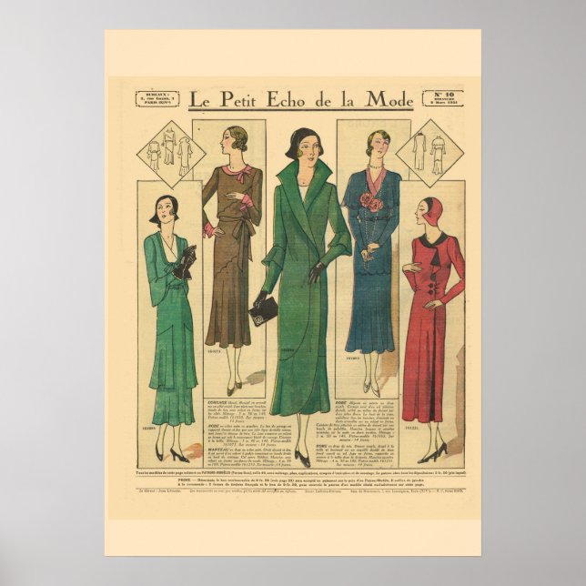 Retro vintage Fransk Mode 1931 Poster (Framsidan)