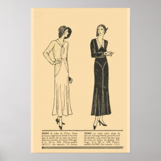 Retro vintage French  Fashion,Day dresses 1931 Poster