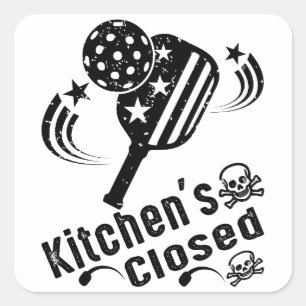 Retro Vintage Funny Pickleball Kitchen Closed Fyrkantigt Klistermärke