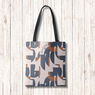 Retro Vintage Geometric Mönster Modern Monogram Tygkasse