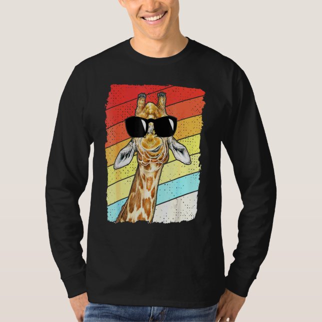 Retro Vintage Giraffe Sunglass Animal T Shirt (Framsida)
