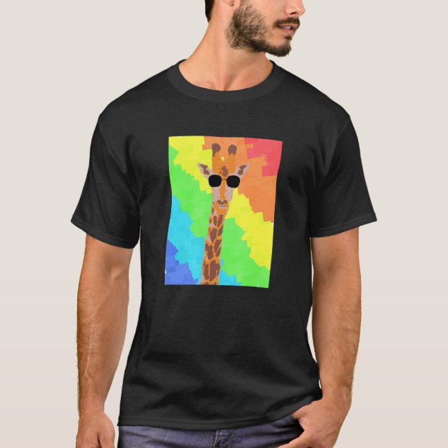 Retro Vintage Giraffe Sunglass Animal T Shirt (Framsida)