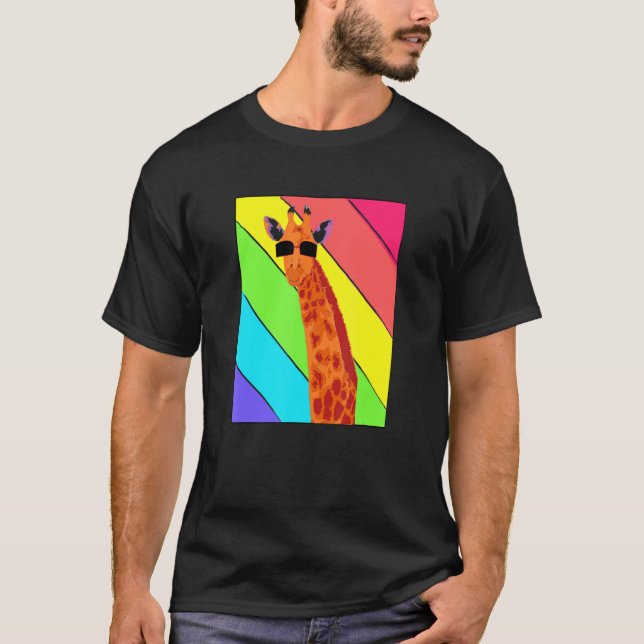 Retro Vintage Giraffe Sunglasses  Giraffe T Shirt (Framsida)