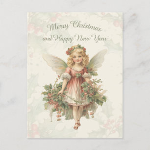Retro Vintage Girl Angel jul Holly Vykort