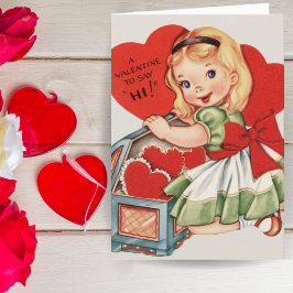 Retro Vintage Girl Anpassningsbar Valentine Day Helgkort