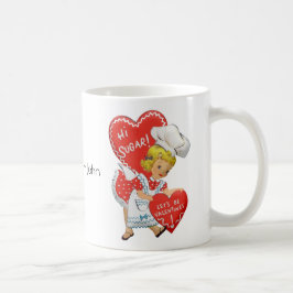 Retro vintage girl valentine hi-socker kaffemugg