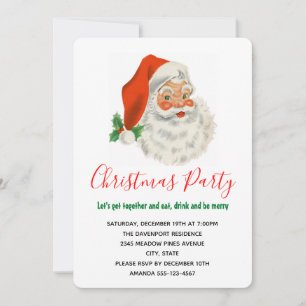 Retro Vintage Glädje Santa Claus Jul Inbjudningar
