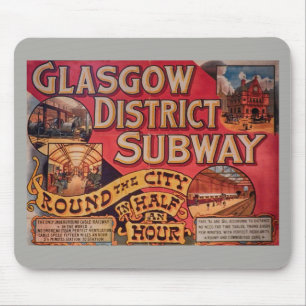 Retro Vintage Glasgow City Tunnelbanan Poster Glas Musmatta