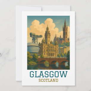 Retro Vintage Glasgow Skottland Stadsscenariot Res Kort