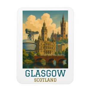 Retro Vintage Glasgow Skottland Stadsscenariot Res Magnet