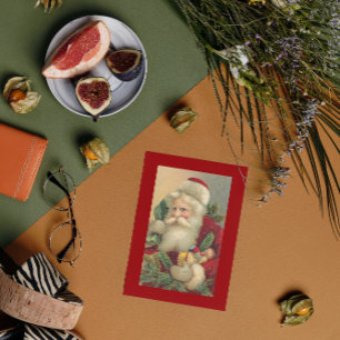 Retro Vintage God jul Santa med Leksaker Gift Julkort