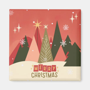 Retro/Vintage God jul träd Magnet