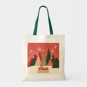 Retro/Vintage God jul träd Tygkasse