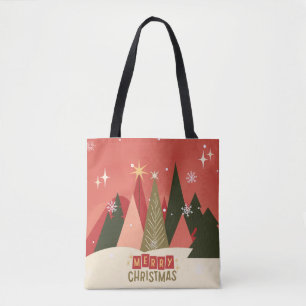 Retro/Vintage God jul träd Tygkasse