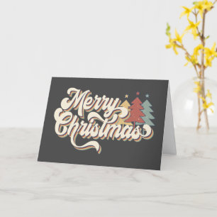 Retro Vintage God Jul Typografi Kort