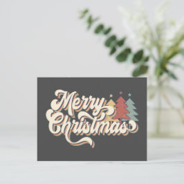 Retro Vintage God Jul Typografi Postkort Vykort