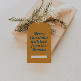Retro Vintage Golden Gult och Blue God jul Presentetikett