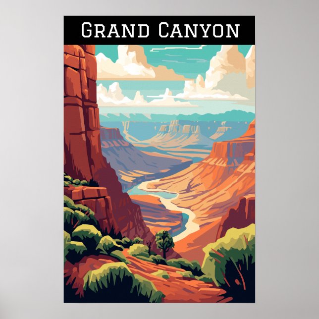 Retro Vintage Grand Canyon nationalpark Arizona Poster (Framsidan)